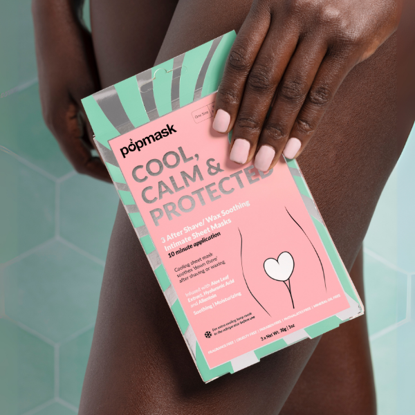 Cool, Calm & Protected After Shave Sheet Mask for soothing razor bumps and hydrating intimate skin