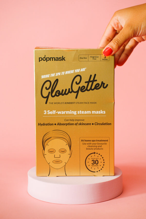 Glow Getter Full-Face Mask – 3 Pack | Self-Warming Facial Mask for De-Puffing, Stress Relief & Relaxation