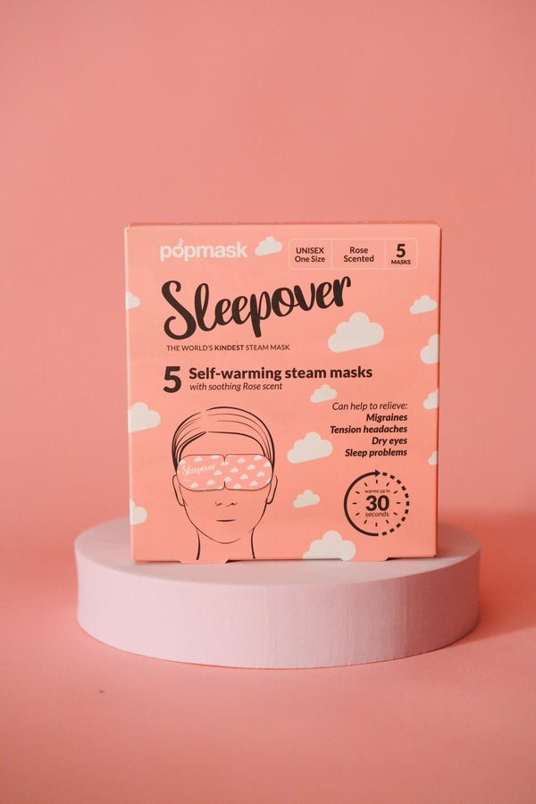 Sleepover Self-Heating Rose Scented Eye Masks - 5 Pack | Gentle Steam Vapor for Relaxation & Sleep