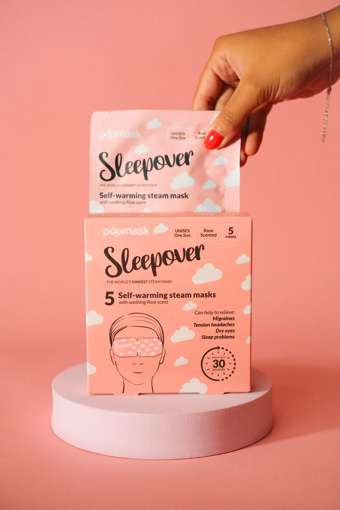 Sleepover Self-Heating Rose Scented Eye Masks - 5 Pack | Gentle Steam Vapor for Relaxation & Sleep