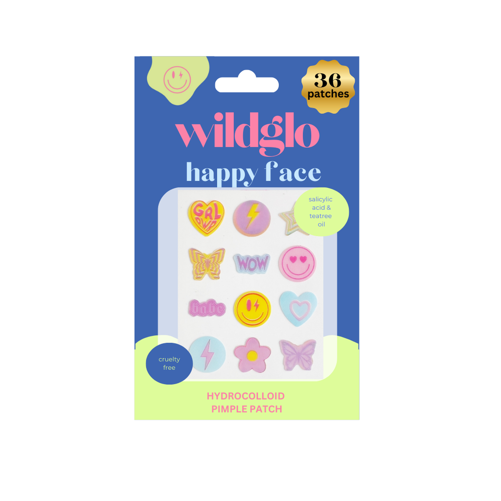 Wildglo Happy Face Hydrocolloid Pimple Patches with Salicylic Acid & Tea Tree Oil 36pc