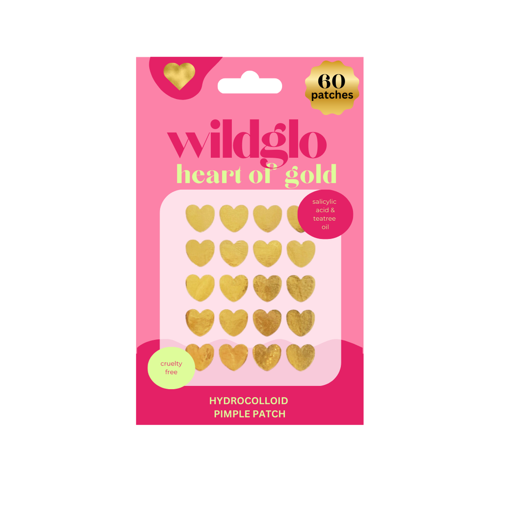 Wildglo Heart of Gold Hydrocolloid Pimple Patches with Salicylic Acid & Tea Tree Oil 60pc