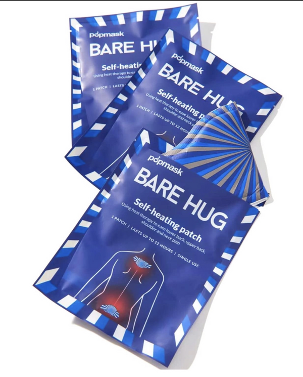 Bare Hug Muscle Self-Heating Patches – 3 Pack | Fast-Acting Heat Therapy for Pain Relief in Back, Neck & Shoulders | Lasts Up to 12 Hours