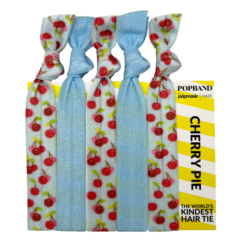 Popband Cherry Pie - 5 Pack of Soft, Stretchy 'No Dent' Hair Ties