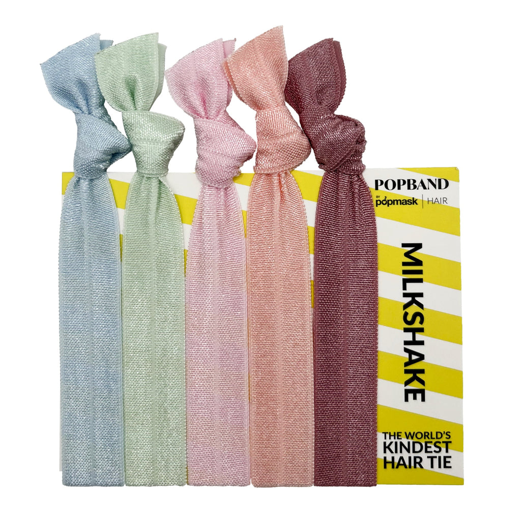 Popband Milkshake - 5 Pack of Soft, Stretchy 'No Dent' Hair Ties - Pastel